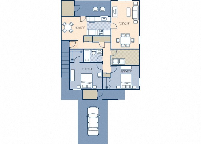 north bryan village 2 bed 1 bath floor plan